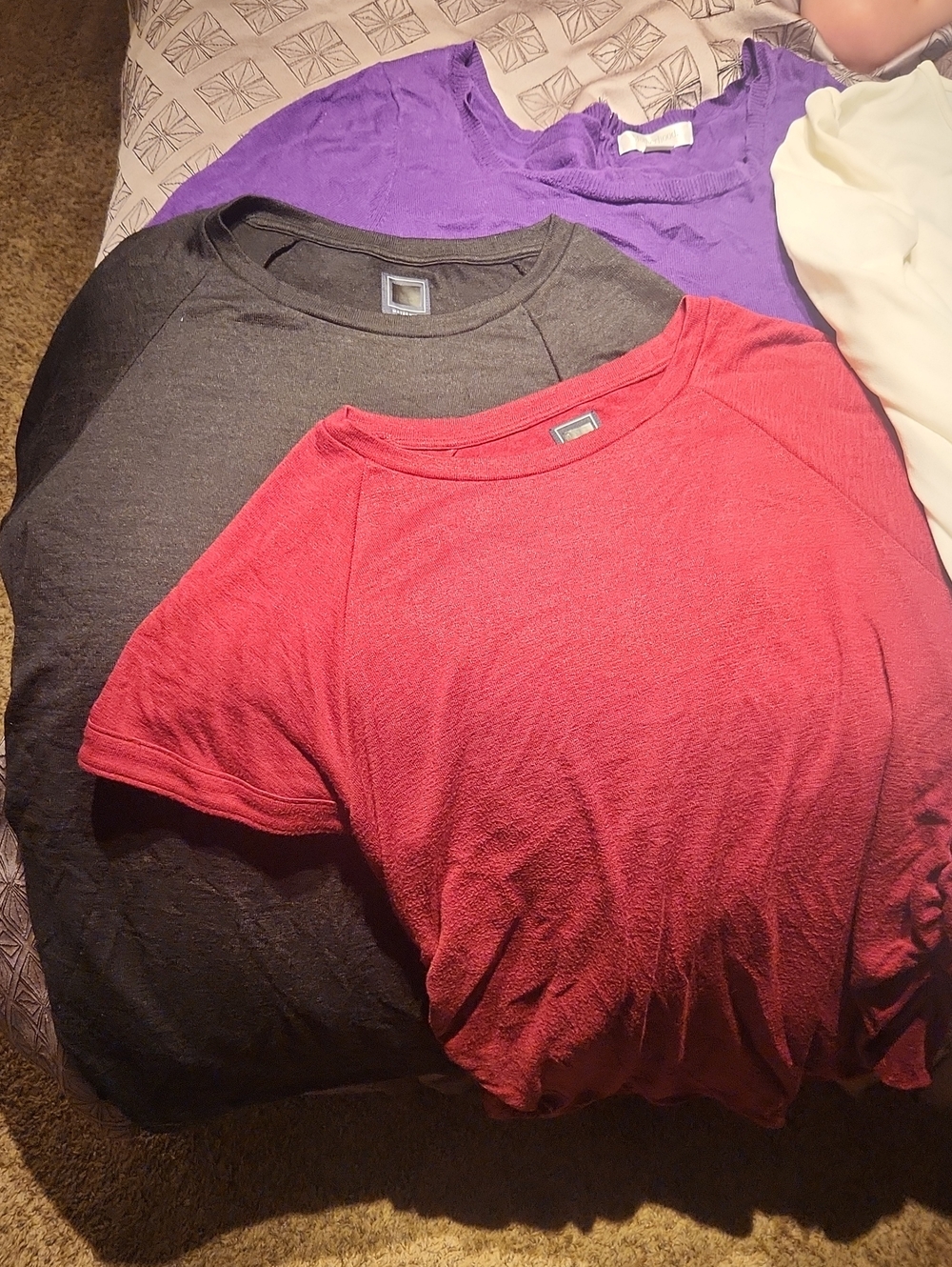 Motherhood Maternity Short Sleeve Crewneck Tops - Red, Black, Purple, Cream